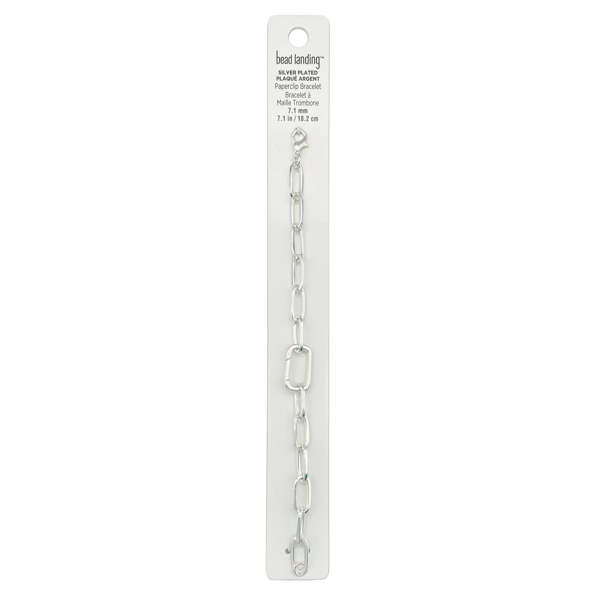 7.1" Silver Paperclip Link Charm Bracelet by Bead Landing™